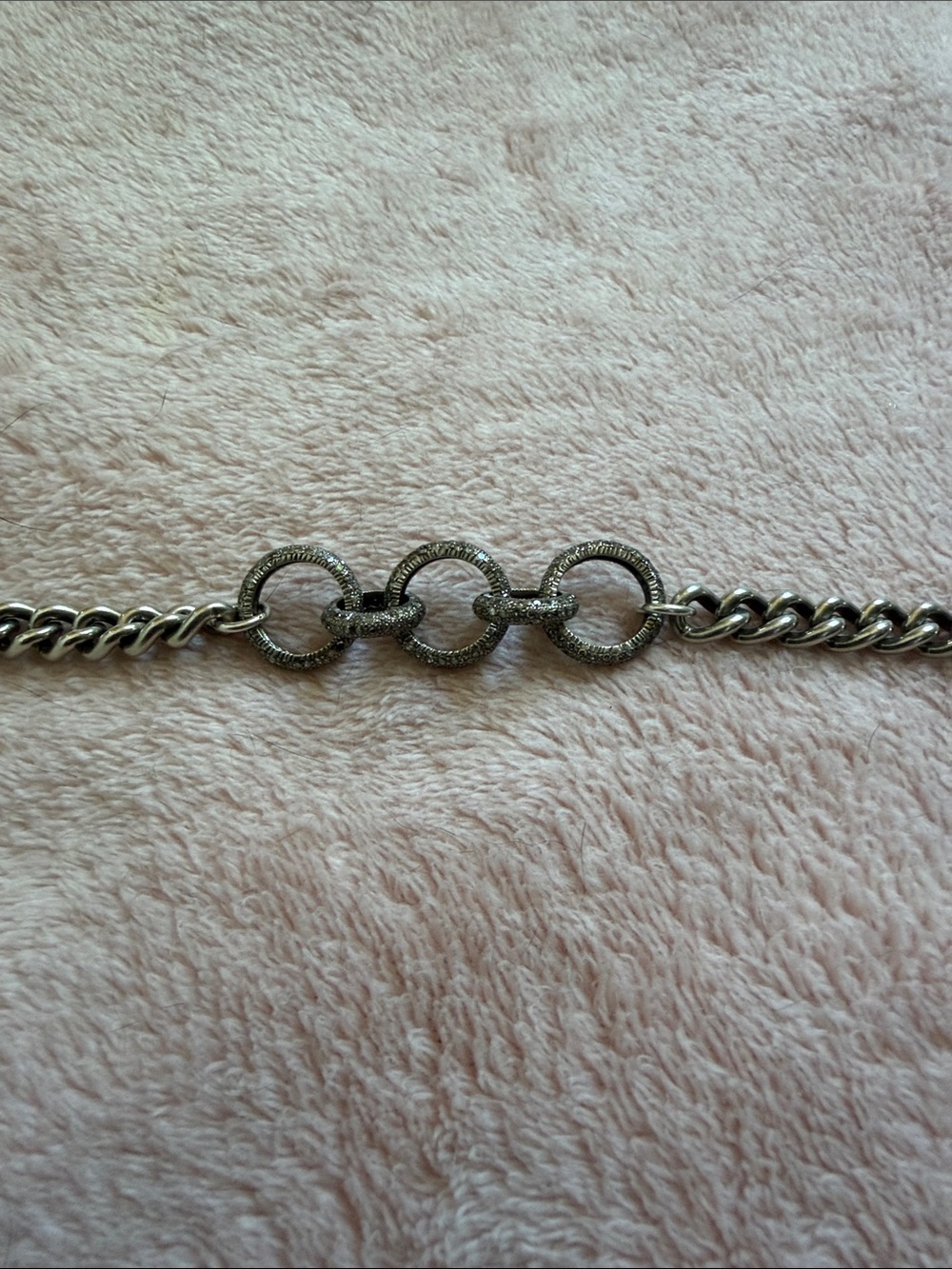 Sheryl Lowe Silver-Tone Diamond Chain Bracelet with Triple Ring Details - Picture 3 of 4